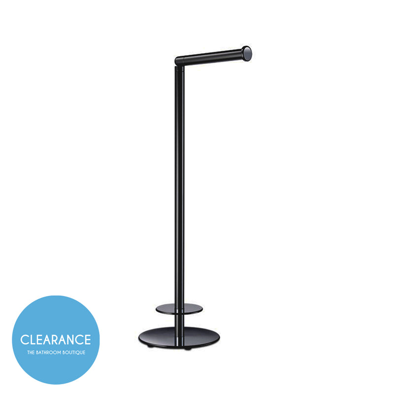 Universal Round Spare And Toilet Paper Holder - Free Standing - 19" Brass/Matt Black (Final Sale)