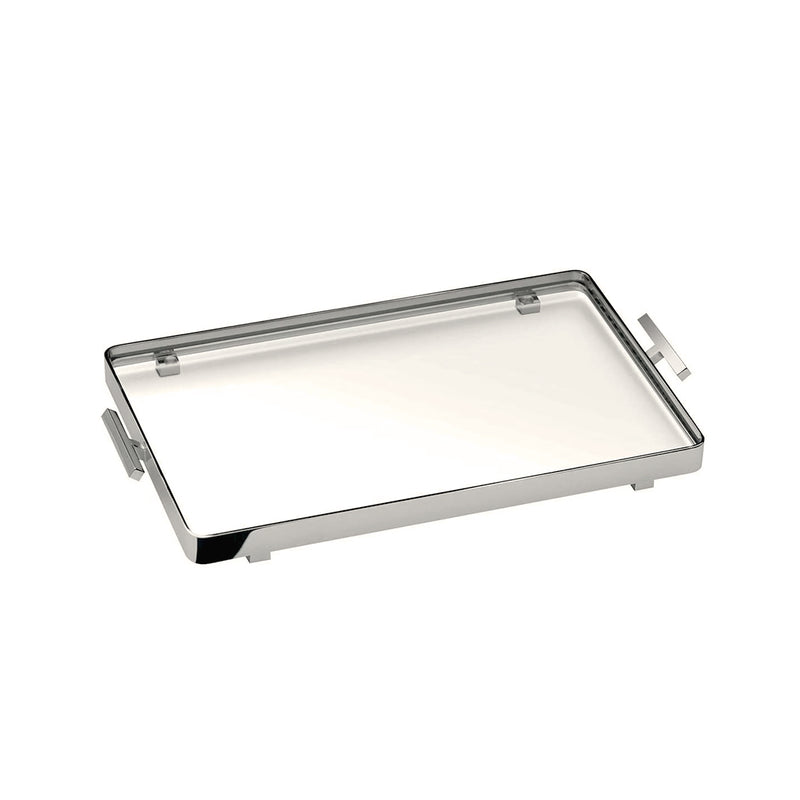 Box Metal Tray - Free Standing - 11" Brass/Glass/Brushed Nickel