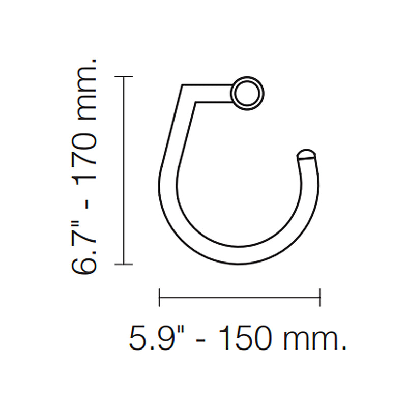 Moonlight Swarovski Small Round Towel Ring - Wall Mount - 6" Brass/Glass/White/Polished Chrome