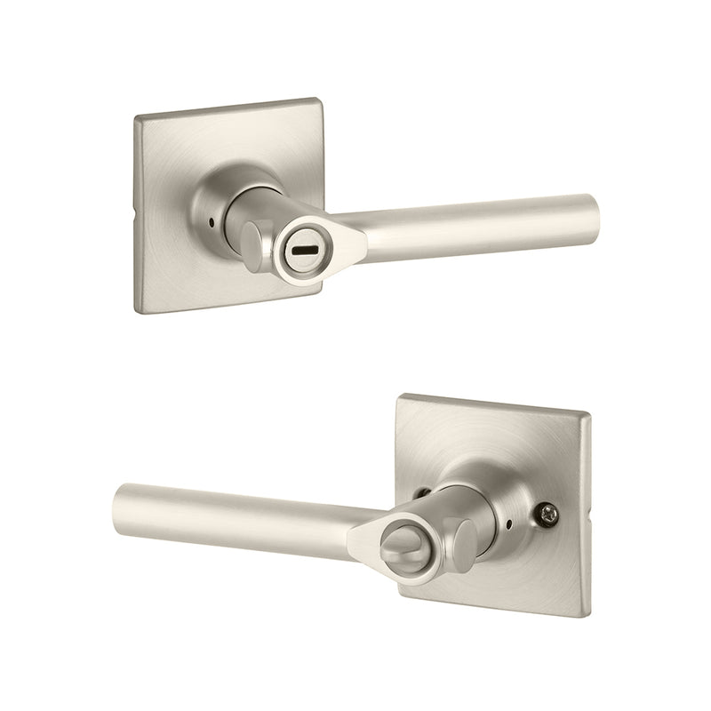 Marcel Rosette Holden Privacy Door Leverset - Door Mount - 4" Brass/Satin Nickel