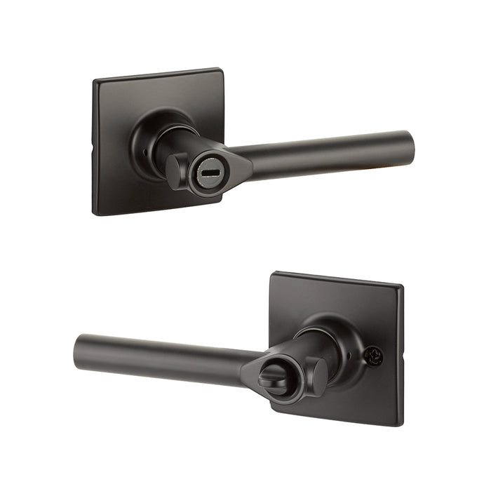 Marcel Rosette Holden Privacy Door Leverset - Door Mount - 4" Brass/Flat Black