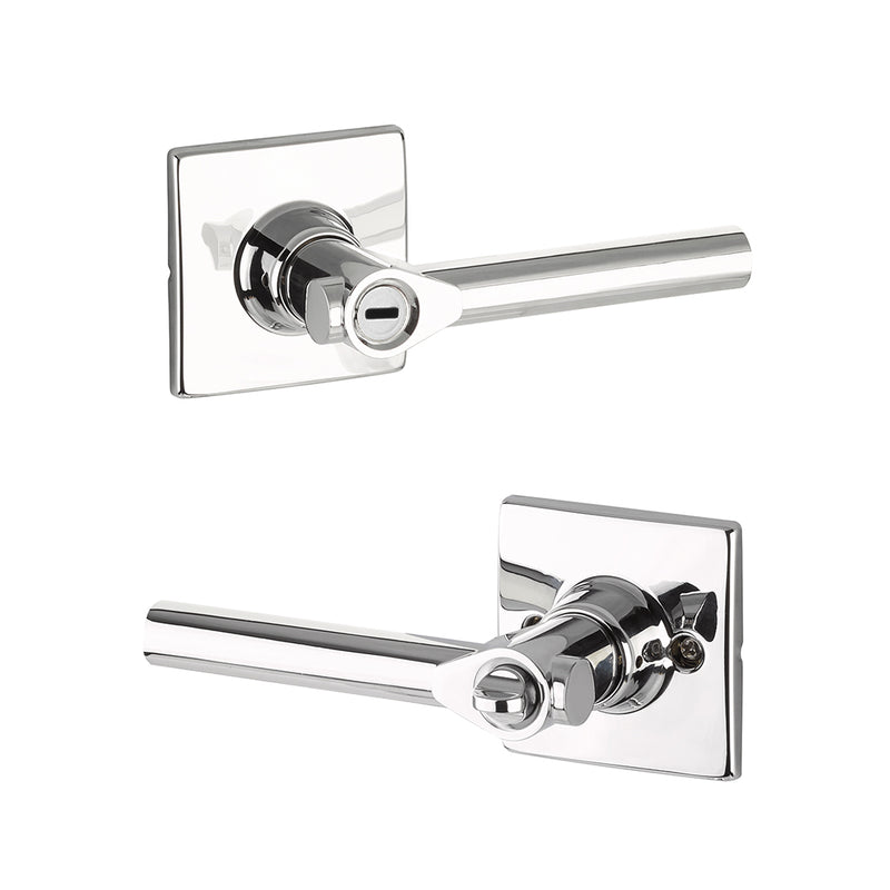 Marcel Rosette Holden Privacy Door Leverset - Door Mount - 4" Brass/Polished Chrome