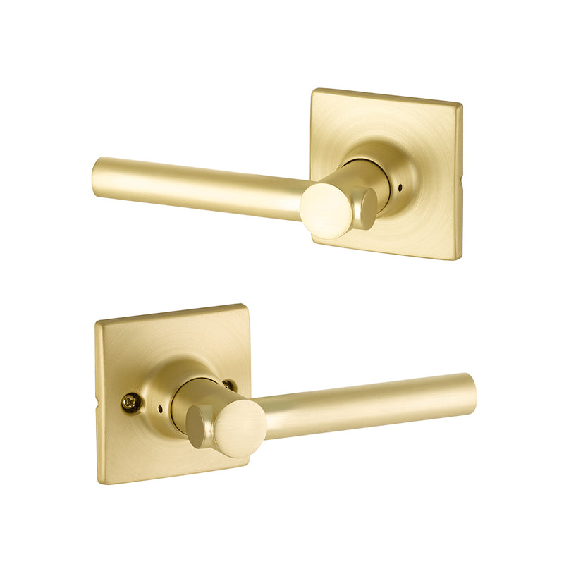 Marcel Rosette Holden Passage Door Leverset - Door Mount - 4" Brass/Satin Brass