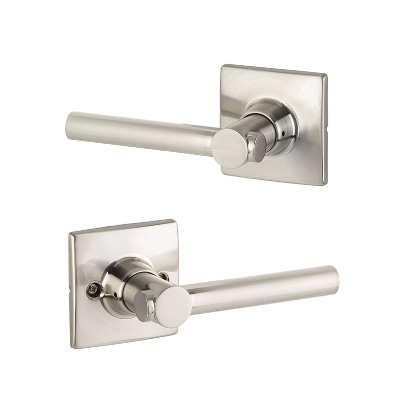Marcel Rosette Holden Passage Door Leverset - Door Mount - 4" Brass/Satin Nickel