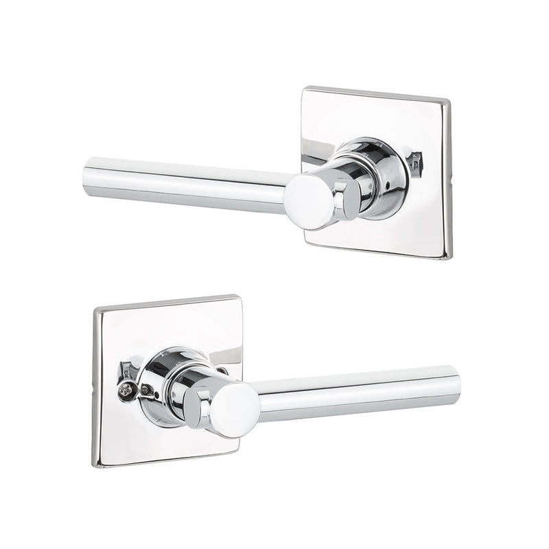 Marcel Rosette Holden Dummy Door Leverset - Door Mount - 4" Brass/Polished Chrome