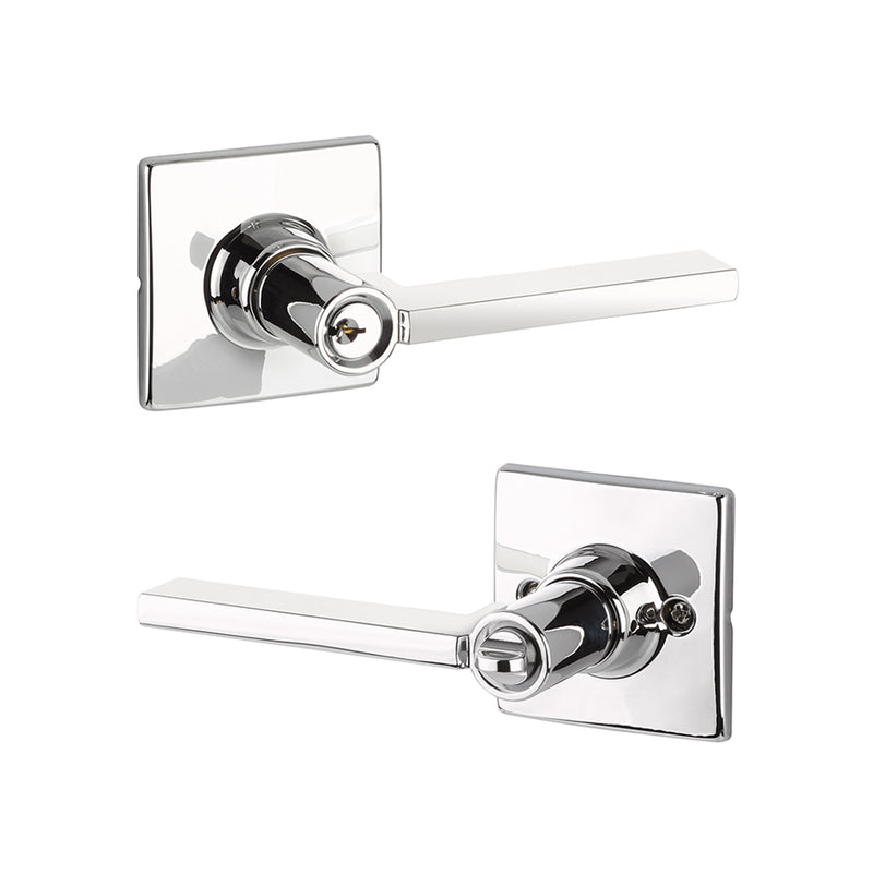 Marcel Rossette Nils Door Keyed Leverset - Door Mount - 4" Brass/Polished Chrome