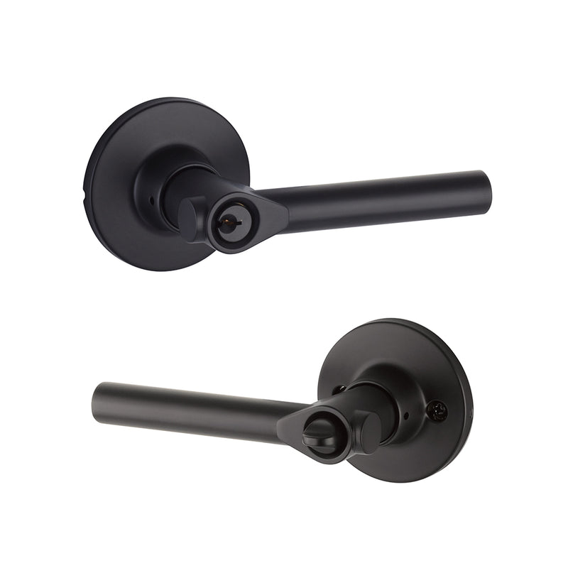 Owen Rosette Holden Door Keyed Leverset - Door Mount - 4" Brass/Flat Black