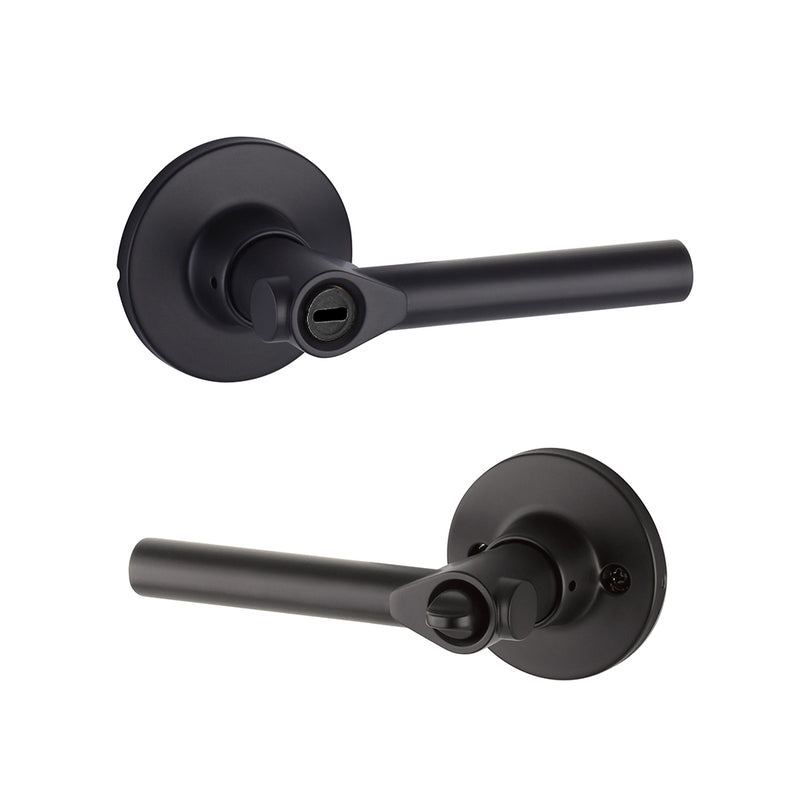 Owen Rosette Holden Privacy Door Leverset - Door Mount - 4" Brass/Flat Black