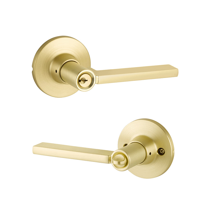 Owen Rosette Nils Door Keyed Leverset - Door Mount - 4" Brass/Satin Brass