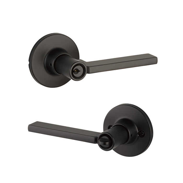 Owen Rosette Nils Door Keyed Leverset - Door Mount - 4" Brass/Flat Black