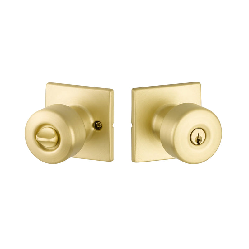 Marcel Rosette With Dylan Knob Door Keyed Knobset - Door Mount - 3" Brass/Satin Brass