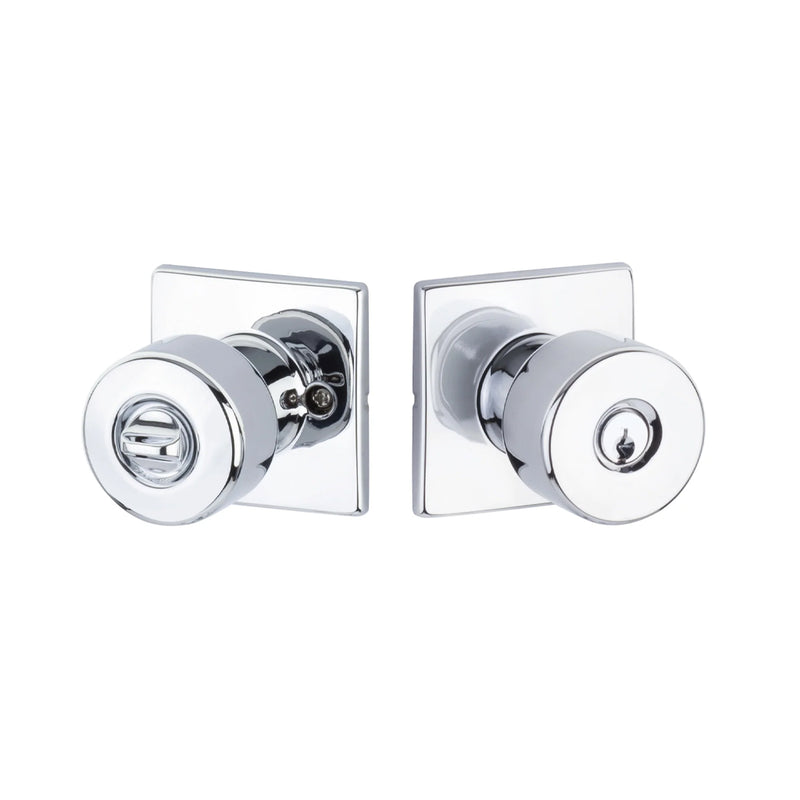 Marcel Rosette With Dylan Knob Door Keyed Knobset - Door Mount - 3" Brass/Polished Chrome