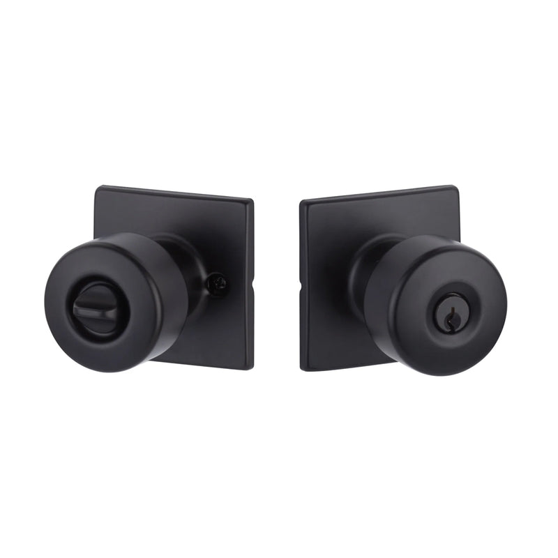 Marcel Rosette With Dylan Knob Door Keyed Knobset - Door Mount - 3" Brass/Flat Black