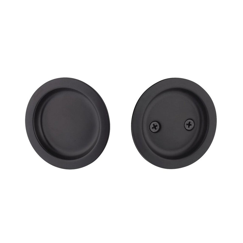 Round Passage Tubular Pocket Door Lockset - Door Mount - 3" Brass/Flat Black