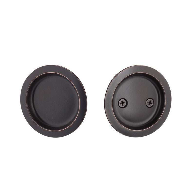 Round Passage Tubular Pocket Door Lockset - Door Mount - 3" Brass/Oil Rubbed Bronze