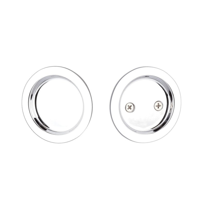 Round Passage Tubular Pocket Door Lockset - Door Mount - 3" Brass/Polished Chrome