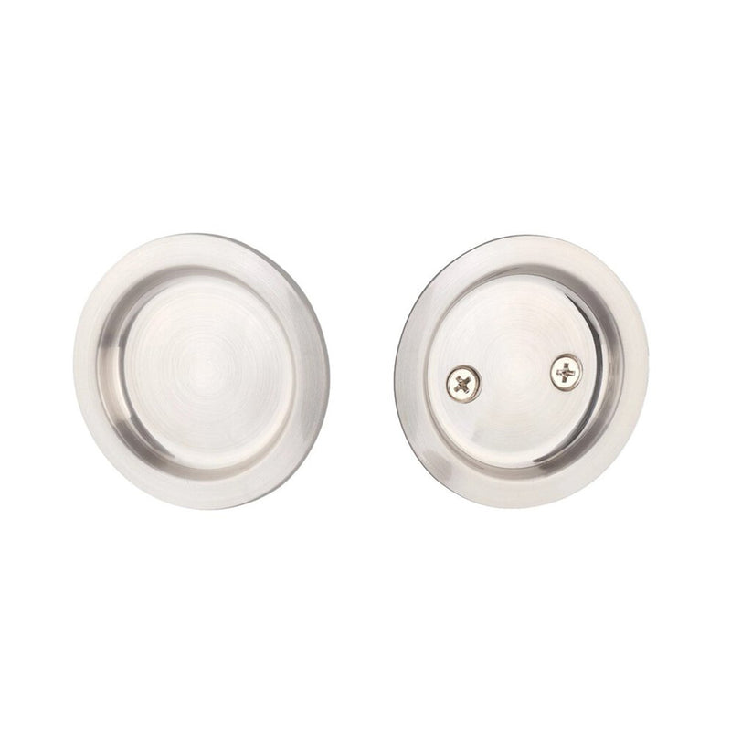 Round Passage Tubular Pocket Door Lockset - Door Mount - 3" Brass/Satin Nickel