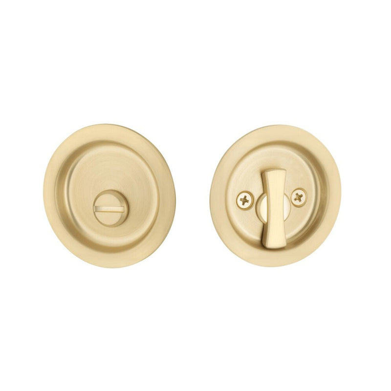 Round Privacy Tubular Pocket Door Lockset - Door Mount - 3" Brass/Satin Brass