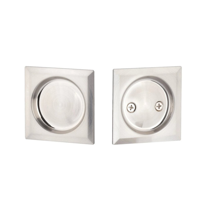 Square Passage Tubular Pocket Door Lockset - Door Mount - 3" Brass/Satin Nickel