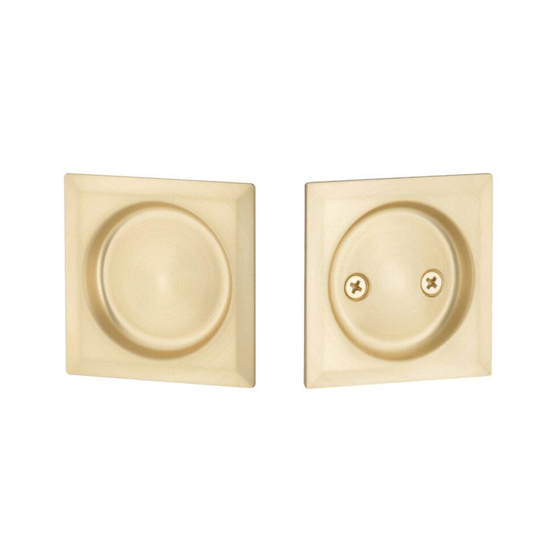 Square Passage Tubular Pocket Door Lockset - Door Mount - 3" Brass/Satin Brass