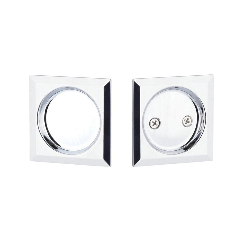 Square Passage Tubular Pocket Door Lockset - Door Mount - 3" Brass/Polished Chrome