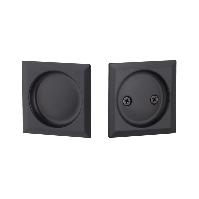 Square Passage Tubular Pocket Door Lockset - Door Mount - 3" Brass/Flat Black