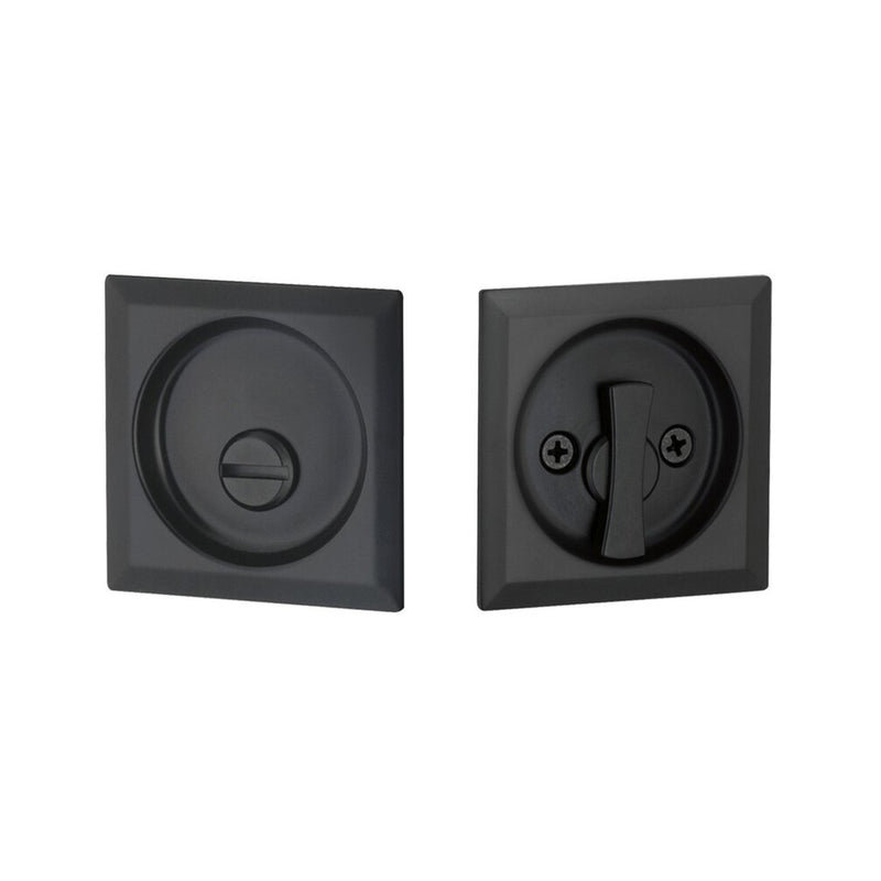 Square Privacy Tubular Pocket Door Lockset - Door Mount - 3" Brass/Flat Black