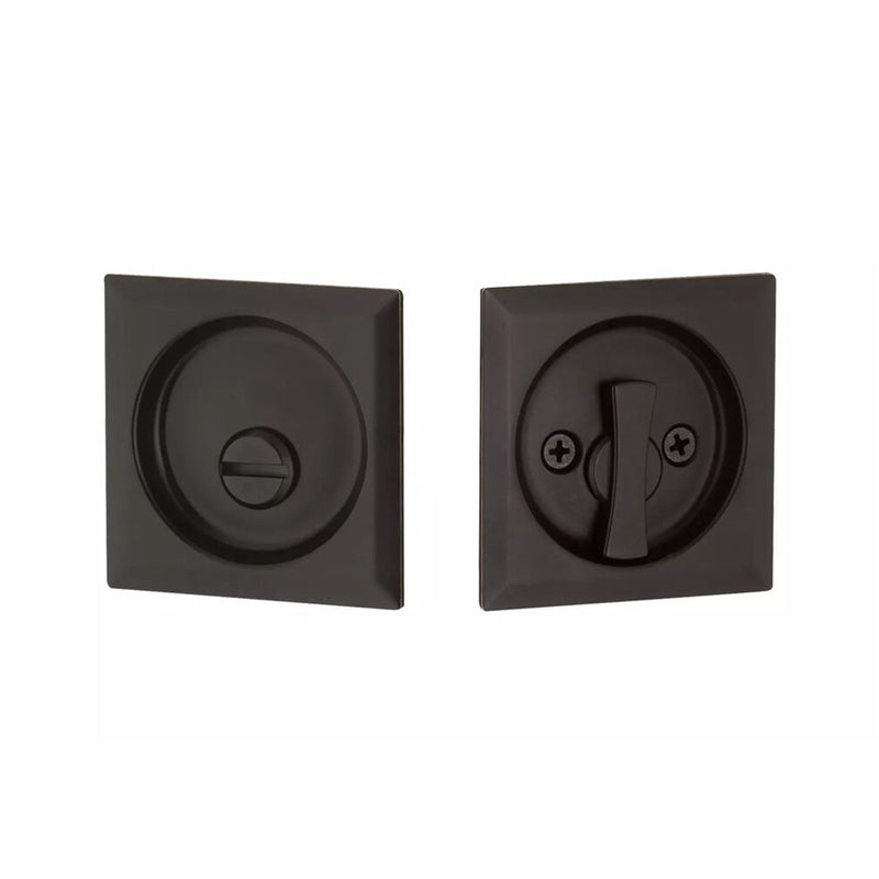 Square Privacy Tubular Pocket Door Lockset - Door Mount - 3" Brass/Oil Rubbed Bronze
