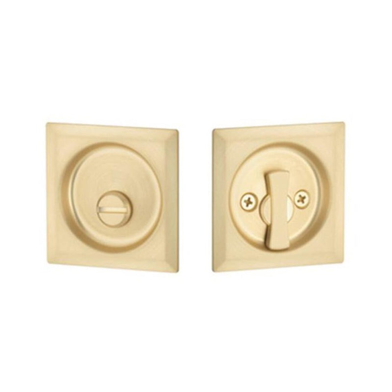 Square Privacy Tubular Pocket Door Lockset - Door Mount - 3" Brass/Satin Brass