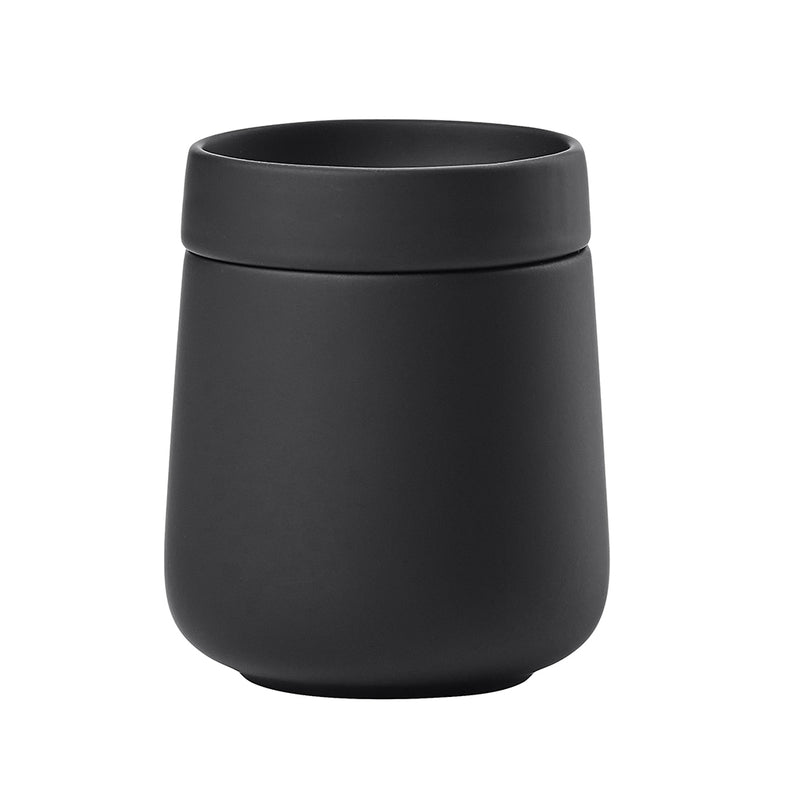 Nova One Cotton Tips Holder - Free Standing - 4" Stoneware/Black