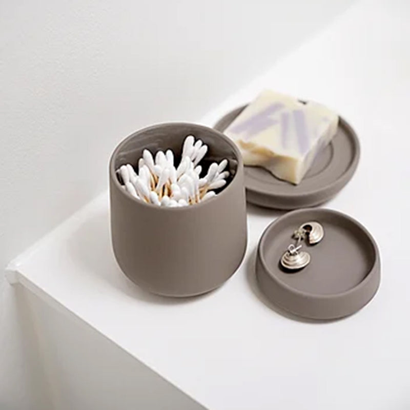 Nova One Cotton Tips Holder - Free Standing - 4" Stoneware/Black