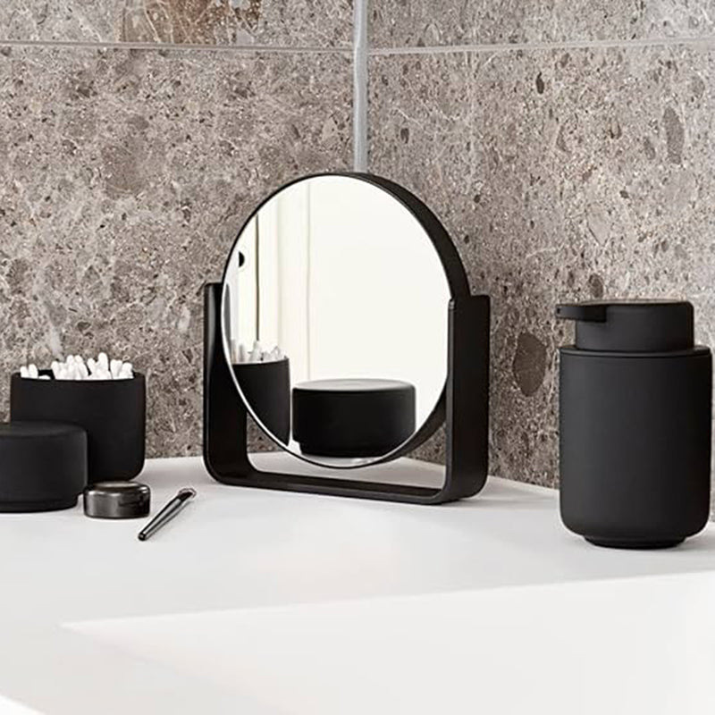 Ume 5X Magnification Make-Up Mirror - Free Standing - 8" Aluminum/Glass/Black