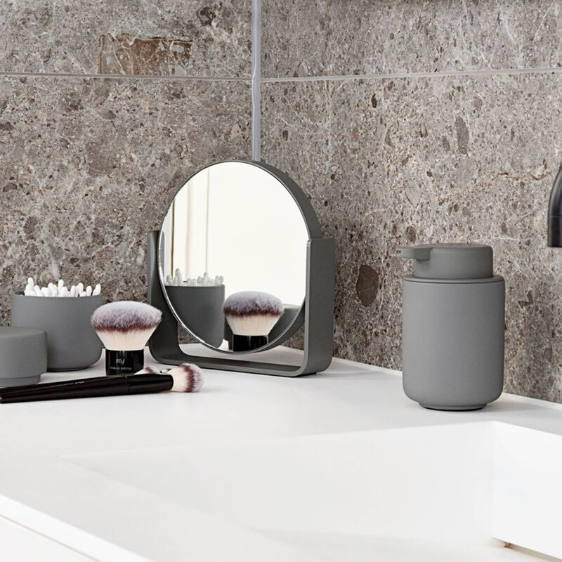 Ume 5X Magnification Make-Up Mirror - Free Standing - 8" Aluminum/Glass/Grey