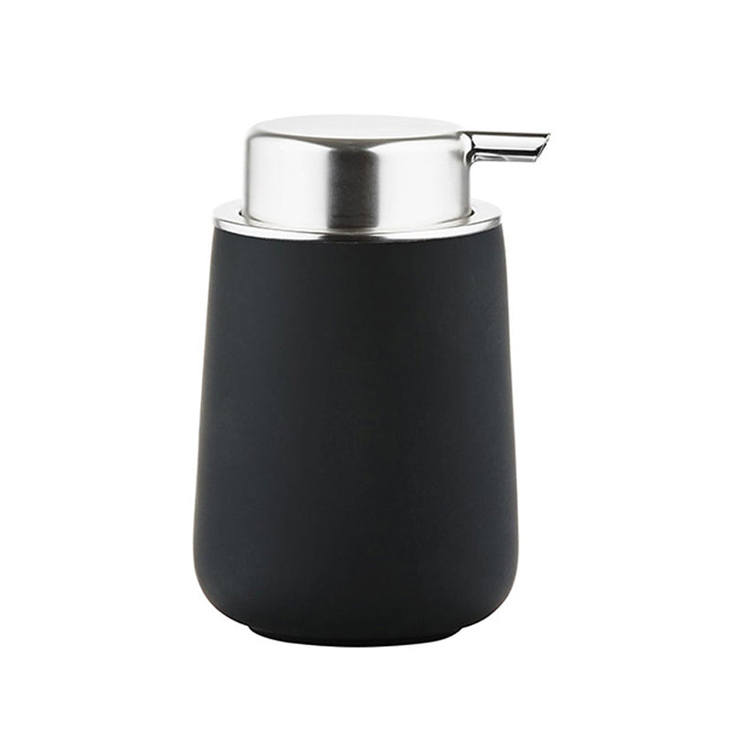 Nova Soap Dispenser - Free Standing - 5" Stoneware/Black/Silver