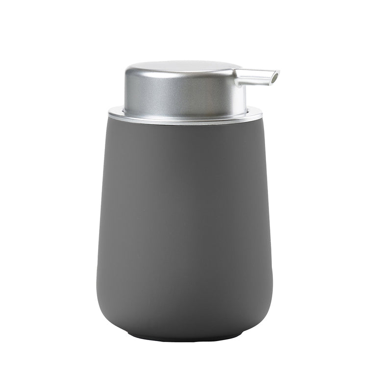 Nova Soap Dispenser - Free Standing - 5" Stoneware/Grey/Silver