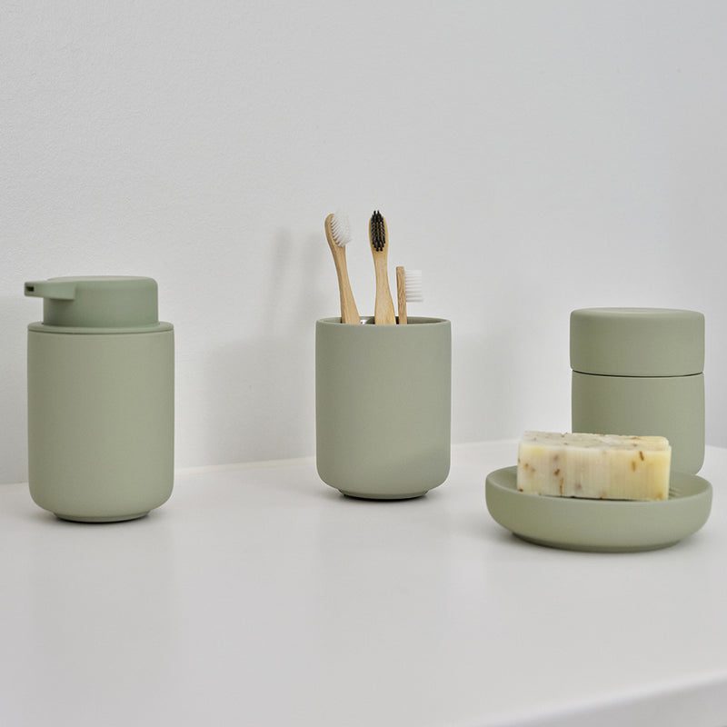 Ume Soap Dish - Free Standing - 5" Stoneware/Eucalyptus