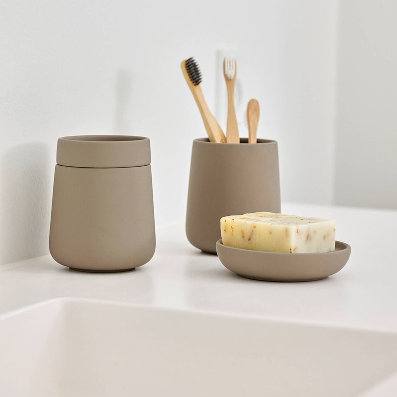 Nova One Toothbrush Holder - Free Standing - 4" Stoneware/Taupe