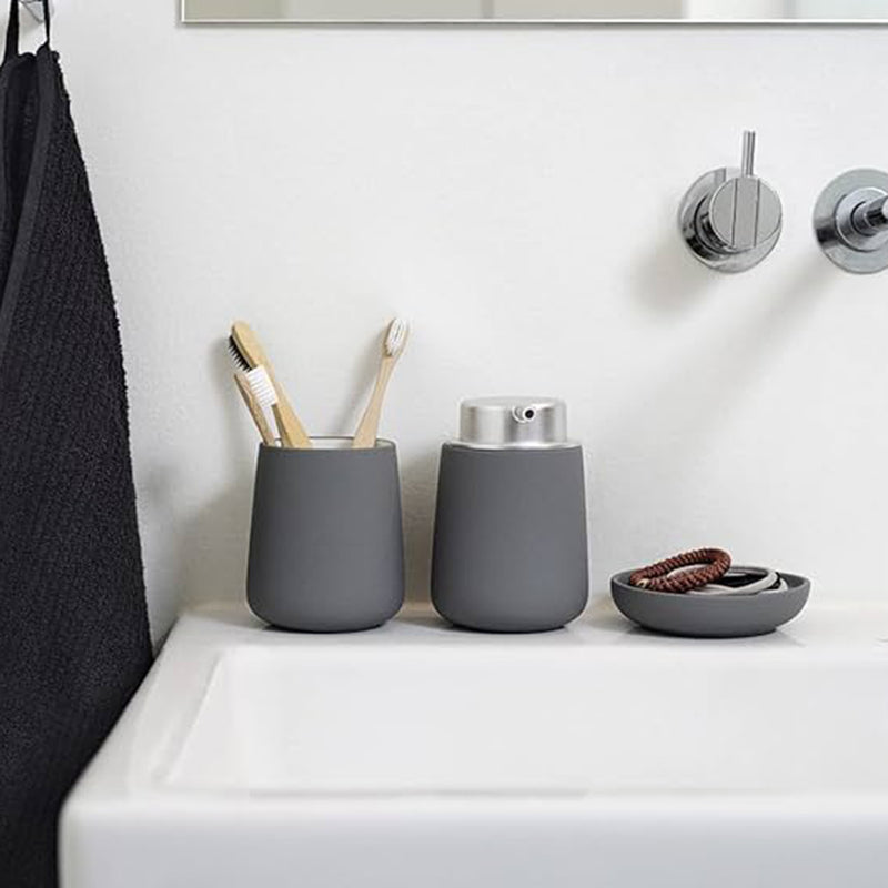 Nova Toothbrush Holder - Free Standing - 4" Stoneware/Grey