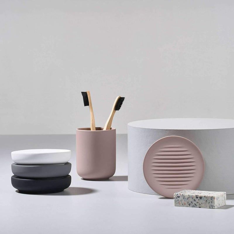 Ume Toothbrush Holder - Free Standing - 4" Stoneware/Pink (Final Sale)