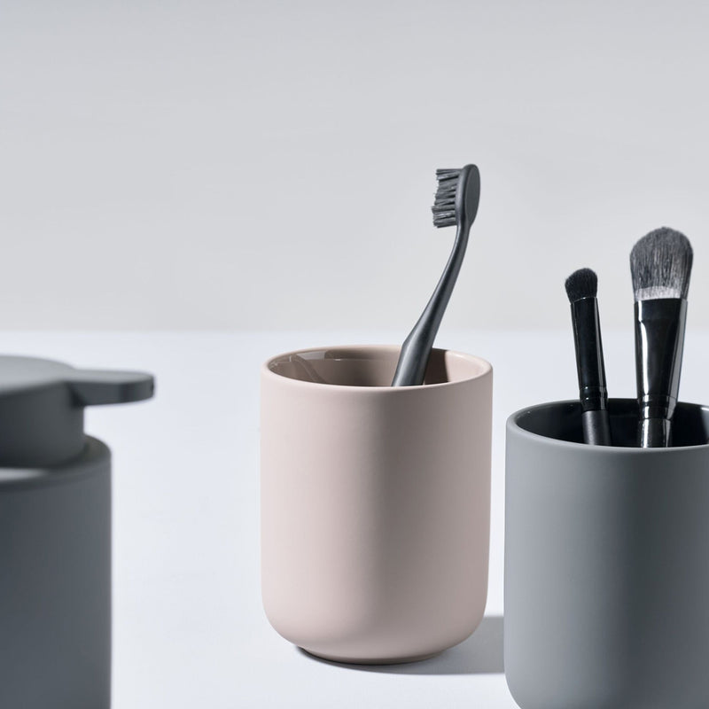 Ume Toothbrush Holder - Free Standing - 4" Stoneware/Eucalyptus