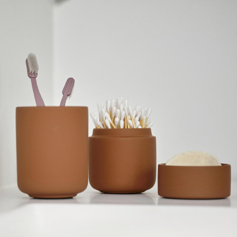 Ume Toothbrush Holder - Free Standing - 4" Stoneware/Eucalyptus