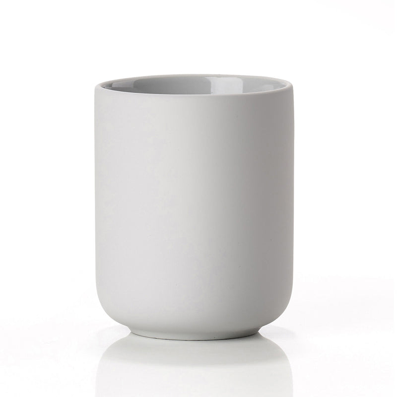 Ume Toothbrush Holder - Free Standing - 4" Stoneware/Light Gray