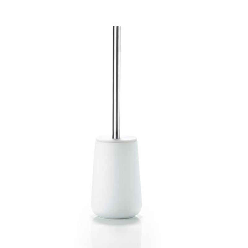 Nova Toilet Brush Holder - Free Standing - 15" Porcelain/Steel/White
