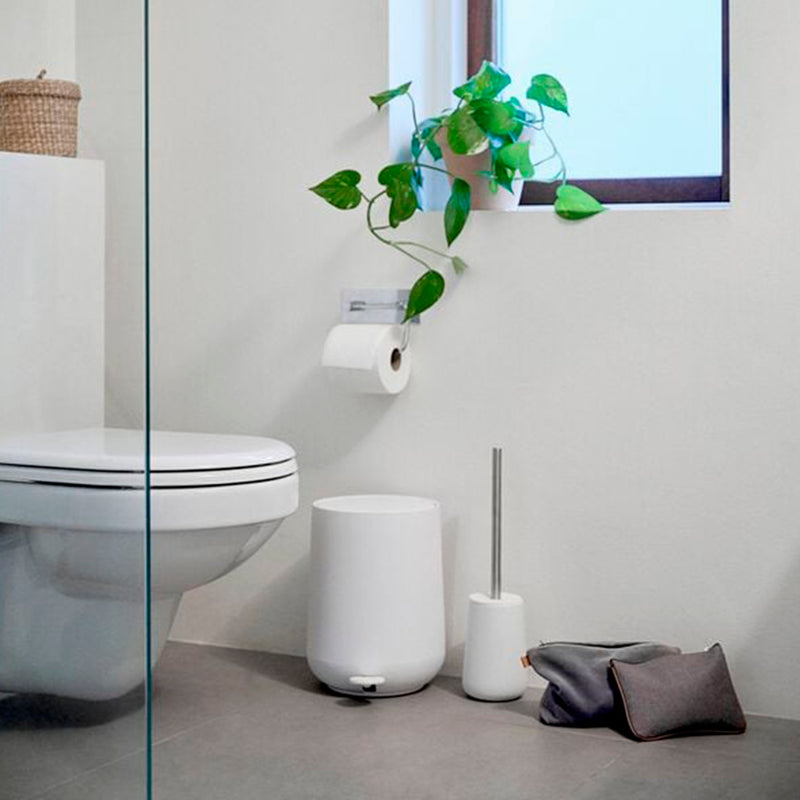 Nova Toilet Brush Holder - Free Standing - 15" Porcelain/Steel/Black