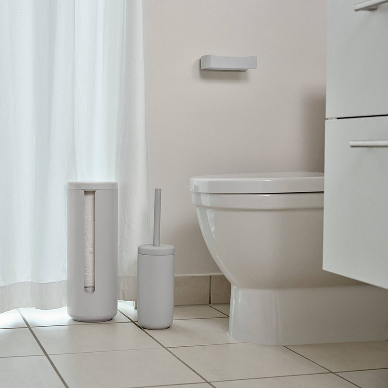 Ume Toilet Brush Holder - Free Standing - 15" Stoneware/Light Gray