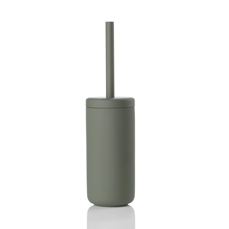 Ume Toilet Brush Holder - Free Standing - 15" Stoneware/Olive Green