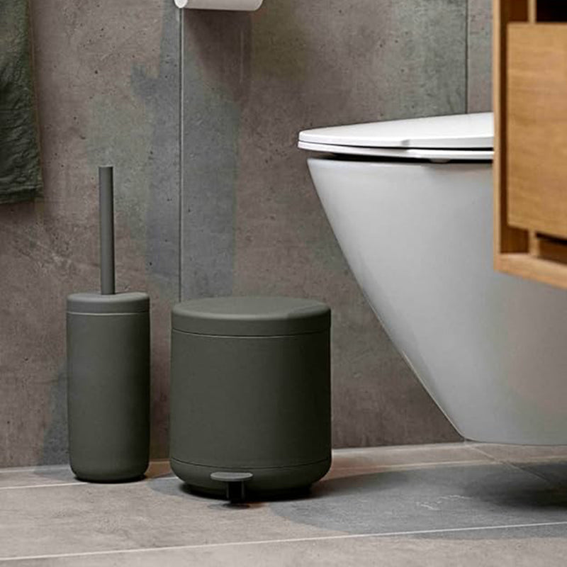 Ume Toilet Brush Holder - Free Standing - 15" Stoneware/Olive Green