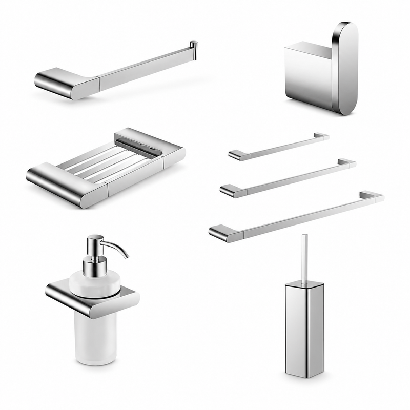 Moon Bathroom Accesories Set - Wall Mount/Polished Chorme