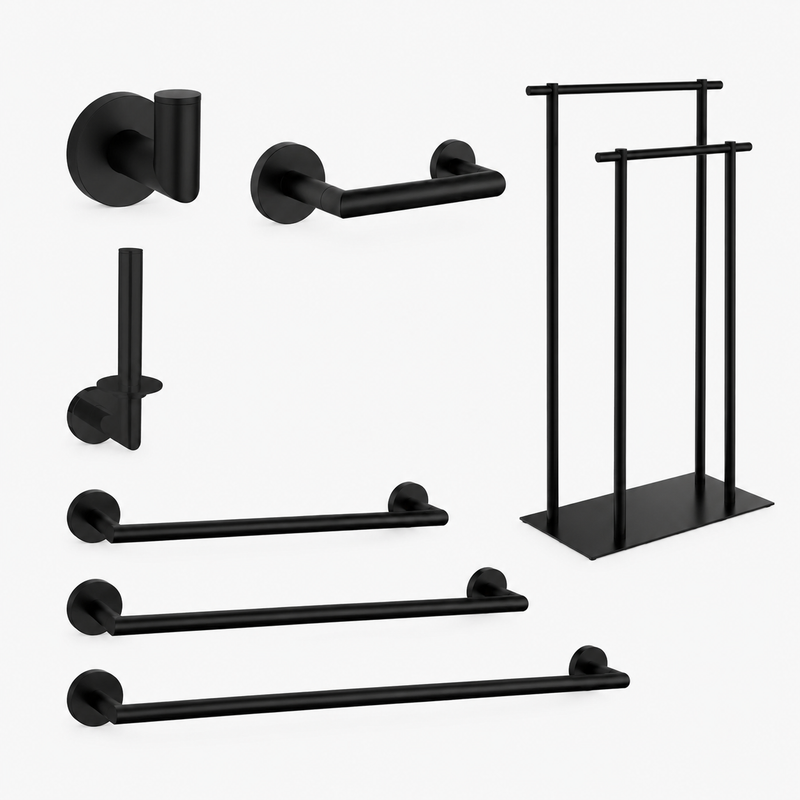 Munich Bathroom Accessories Set - Wall Mount/Matt Black