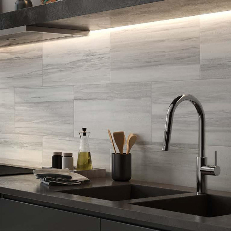 Lithology Astoria Gray Floor Tile - Wall or Floor Mount - 12 x 24" Porcelain/Gray